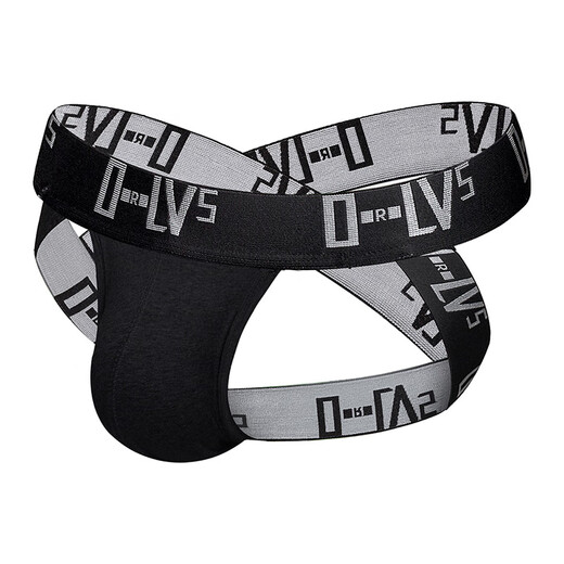 Sexy double-butt underwear men's cross-strap T-pants gay GAY thong men's sexy underwear black M