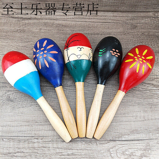 大号木质沙锤奥尔夫乐器儿童打击乐器幼儿园早教教具音乐沙球小学 大号太阳花A沙锤一个长24厘米 实木