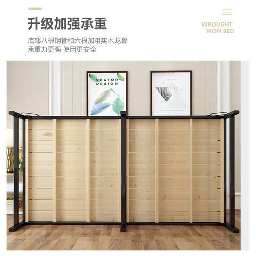 万坤（WANKUN）折叠床单人床(免安装)午休床午睡床行军床医院家用陪护硬板床铁床 90*200cm（加厚环保实木板床） 真木板材