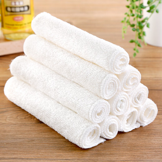 Korean bamboo fiber dishwashing cloth, lint-free, oil-free cleaning cloth, decontamination thickened absorbent rag, kitchen scouring pad, white small size 3 pack (16*18cm)