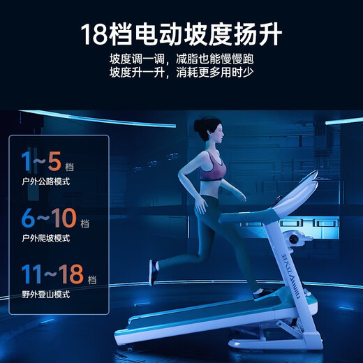 Lijiujia Treadmill Home Use Smart Sports Gym Equipment Noise Reduction Folding Special Patented Adjustable Shock Absorption - R8 10.1-inch Color Screen Single/18-speed Electric Slope