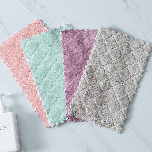 Jepoo thickened double-sided strong water-absorbent dishwashing rags, fish scale rags, not easy to shed, not easy to leave watermarks, not easy to stain oil, long double-sided 10 pieces*