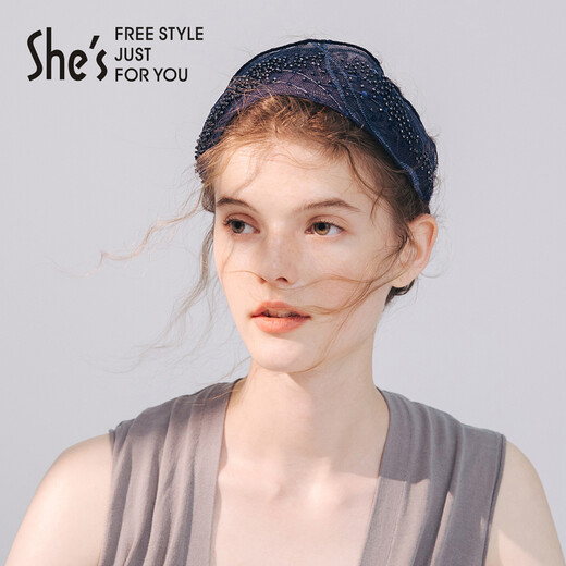 She s Akiko Kiriye Floating Light Original Mesh Wide Headband Versatile Hair Pressing Headband Hairpin Headband Birthday Gift for Girlfriend Navy Blue C0