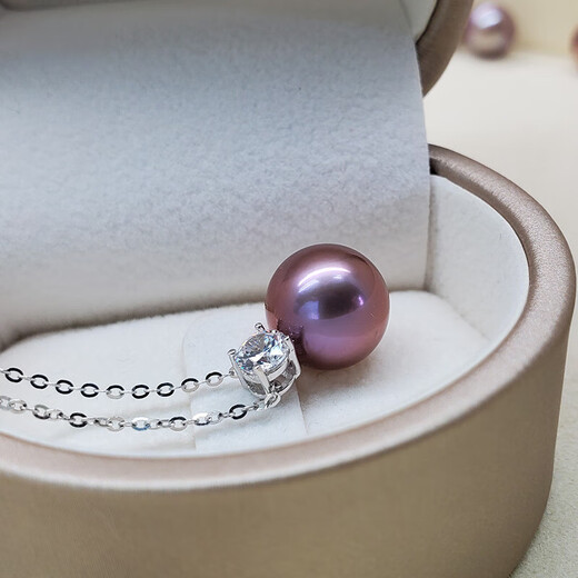 DRJEFUN 12mm Natural Round Highlight Purple Edison Large Pearl Pendant S925 Sterling Silver Necklace Classic Princess 10-11mm Purple Series (Slightly Flawed) Dark Color
