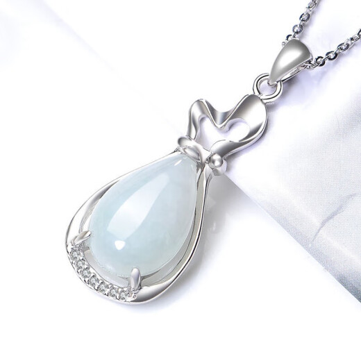 Tico simple and elegant jade pendant necklace women's lucky bag water drop 925 silver inlaid jade pendant birthday gift