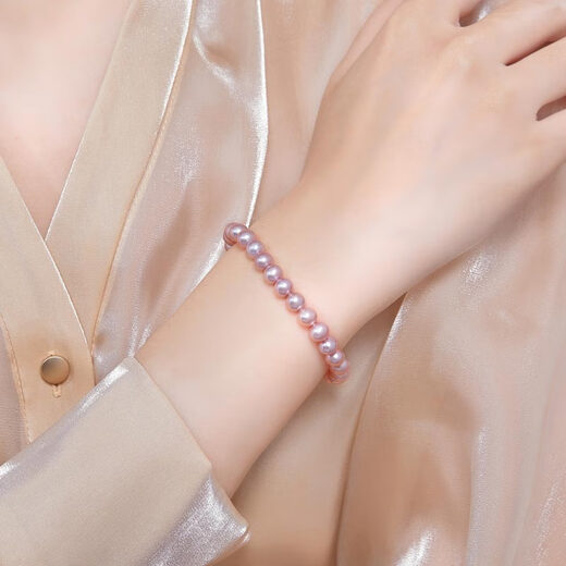 Meluxe freshwater pearl bracelet elastic rope mixed candy color bracelet birthday gift for wife and mom lavender 7-8mm