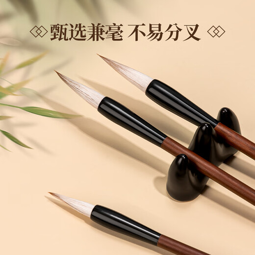 Deli brush brush beginner set of 3 large and small Chinese regular script, four treasures of the study, calligraphy soft pen, Chinese painting brush, calligraphy practice, school gift, school stationery supplies