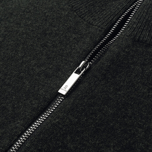 MONTAGUT winter men's 100% pure wool sweater half turtleneck zipper knitted sweater dark green 52