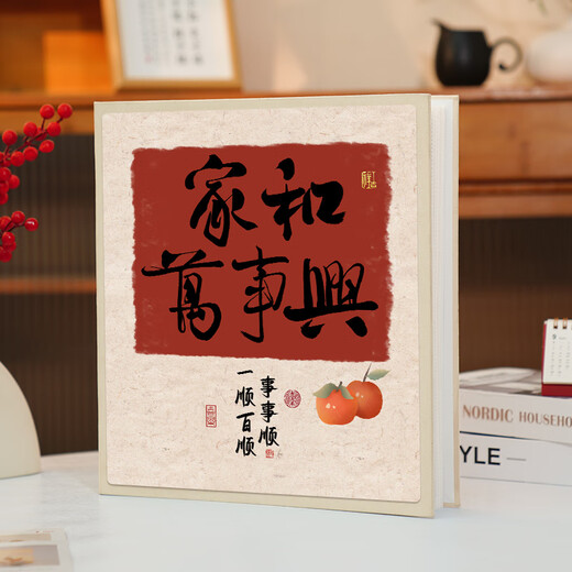 大洋花（dayanghua）相册本大容量照片纪念册家庭全家福1000张插页式345678寸宝宝成长混合尺寸相片收纳册影集风琴本 家和万事兴-90%人购买 【内页加厚升级】6寸100张【塑封可装】