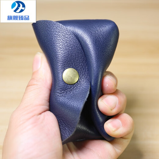 BMOI men's handmade soft cowhide mini small coin purse women's simple genuine leather retro coin holder card holder business card holder