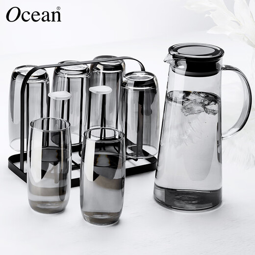 Ouxin imported from Thailand glass cold kettle water cup set household light luxury gray high temperature resistant cup holder