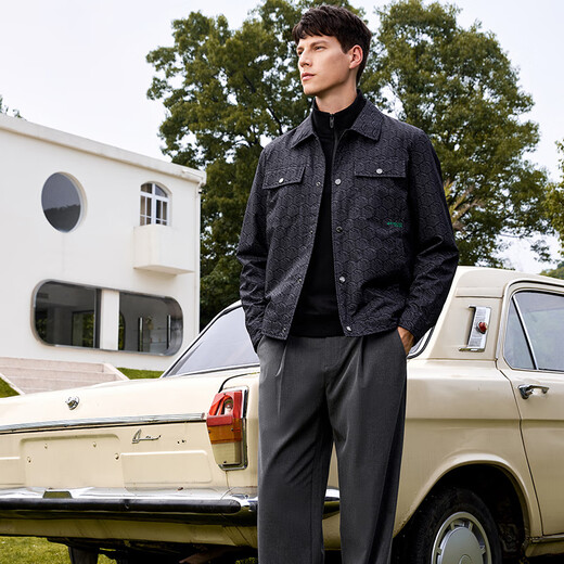 Dances with Wolves Palace Culture Co-branded Jacket Men's Casual Lapel Allover Printed Men's Jacket 001 Black 175