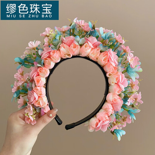 MiU Se (MiU Se) Quanzhou Xunpu hairpin hairpin headband for women, ethnic style Hanfu flower waistband, high-looking artificial flower photo headband, Highlights Night A28-309