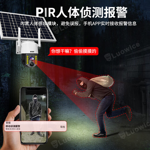 Radium Vision Solar-Überwachungskamera, lebenslanger verkehrsfreier Monitor, 360 Grad, kein toter Winkel mit Nachtsicht-Panorama, kein Strom, kein Netzwerk, Mobiltelefon, Ferngespräch im Freien, automatische Verfolgung, kein Aufladen, 4 Millionen Ultra HD + 64G