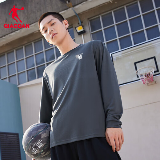 Jordan QIAODAN knitted long-sleeved T-shirt men's loose American basketball training clothes autumn men's running fitness tops