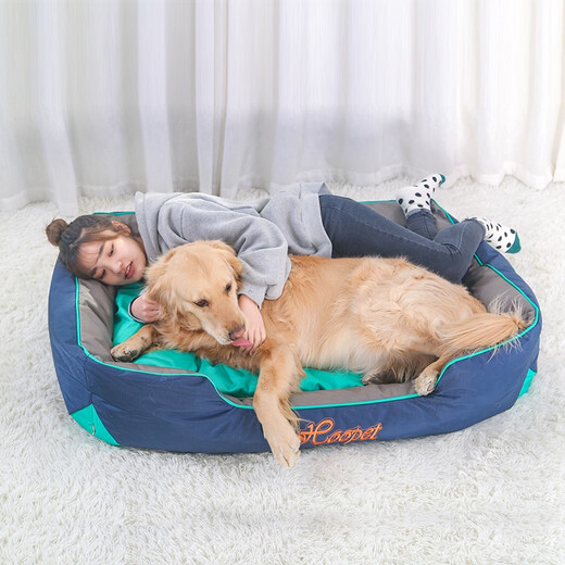 Hoopet golden retriever labrador waterproof dog kennel for winter, medium and large dog kennel, dog mat, bite-resistant, removable and washable, all-season dog bed, waterproof and washable woodpecker print kennel, S-10Jin Jin equals 0.5 kg for dogs inside