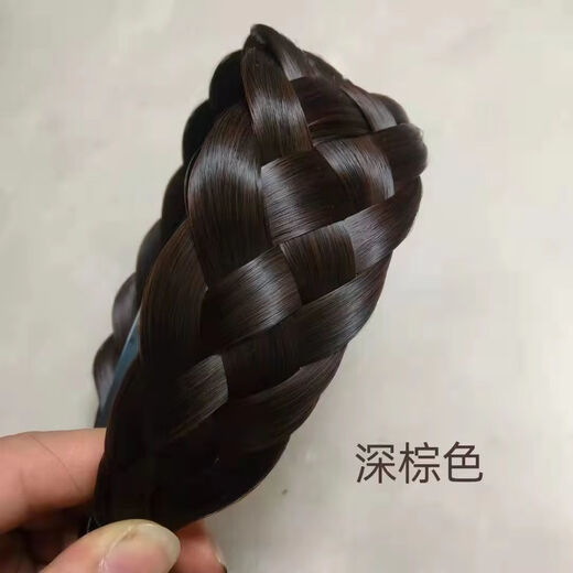 Mengkuan widened cover white hair headband wig hairband middle-aged mother elegant headband hairpin dark brown (widened type)