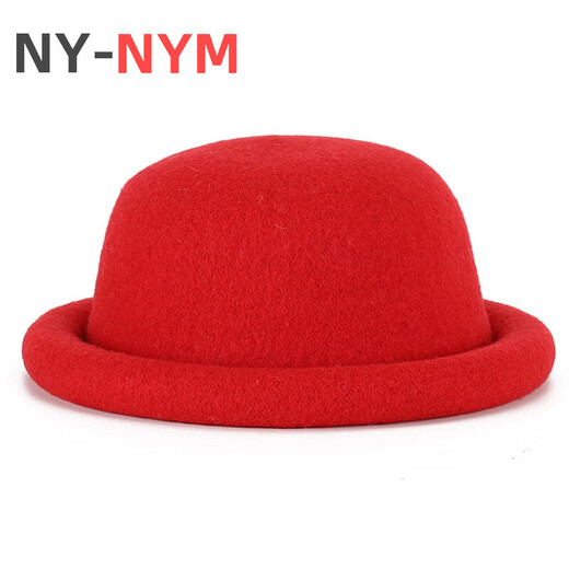NY-NYM hat autumn and winter knitted wool dome Japanese style new versatile small head circumference ball hat curled edge cute small basin hat milk white 56-57cm