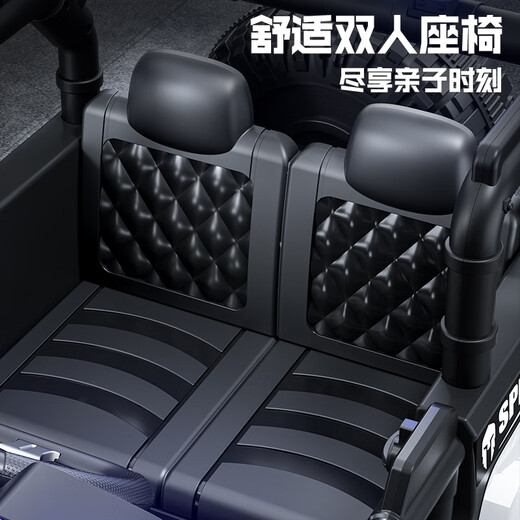 AIBEI BEAR children's electric car can sit on adult and baby four-wheel off-road vehicles for boys and girls Wrangler remote control toy driving car gray dual drive + remote control + Bluetooth music