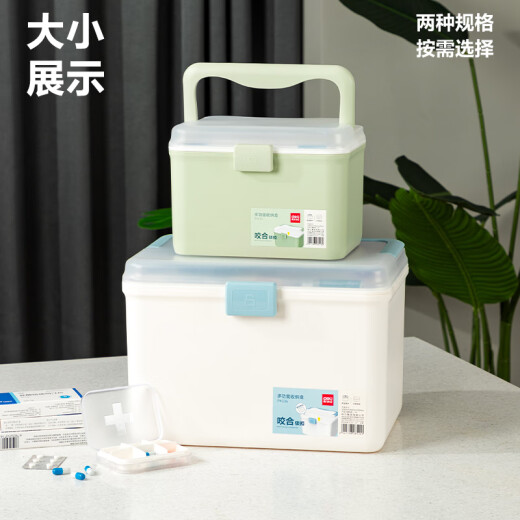 Deli portable medicine storage box medicine box multi-functional storage box 6L white one pack PK115