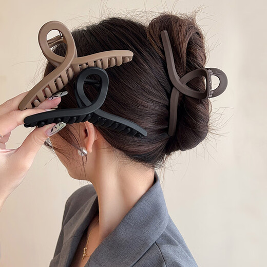 Jieweiyi large size grab clip women's new hair clip high-end hair clip hair volume back of the head shark clip hair accessories BH-FJ089 coffee brown + coffee brown square 2-piece set