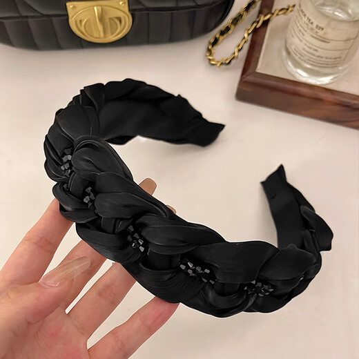 Biyun high-end Korean style black wide-brimmed headband female Internet celebrity pressed hair headband 2024 new style temperament high-end hairpin headband black retro fashionable and exquisite-