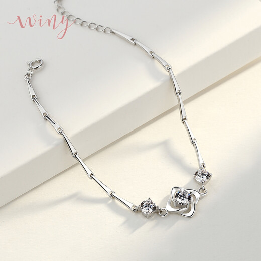 The only silver bracelet for women, four-leaf clover couple bracelet, 999 pure silver, fashionable silver jewelry, simple Japanese and Korean version, gift to student best friend, girlfriend, birthday, New Year gift with certificate Yueduo