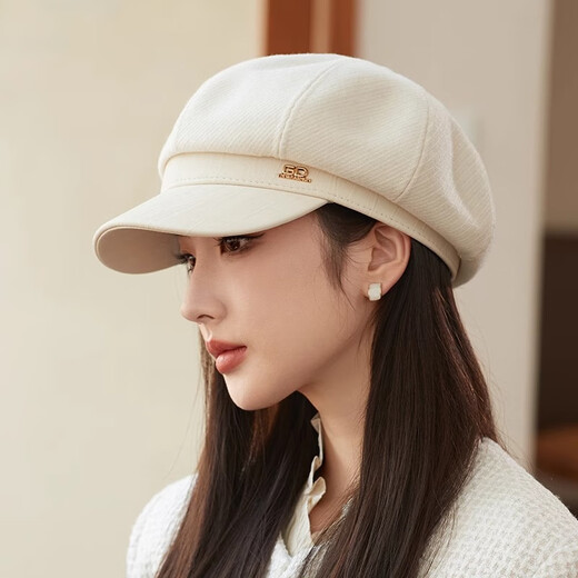 Shenggeer octagonal beret women's autumn and winter Korean version versatile 2025 new British retro face-showing small fashion newsboy hat brown one size