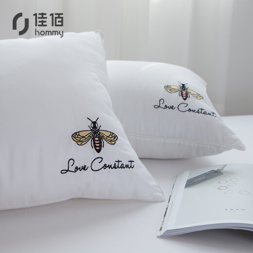 Jiabai pillow cotton fiber pillow single pillow core sleep hotel soft cotton feather velvet pillow embroidered bee pillow-medium pillow 48x74cm pair of 2 pieces