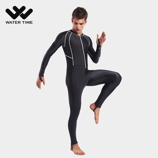 WATERTIME jellyfish suit wetsuit men's snorkeling suit full body sun protection and cold protection swimsuit one-piece long-sleeved surfing suit men's black M