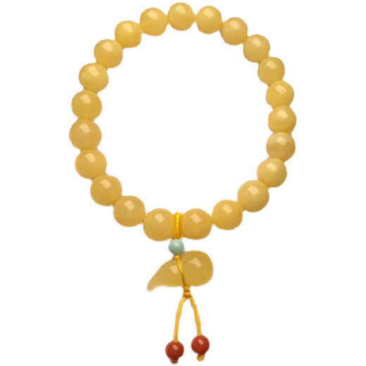 Longyin beeswax bracelet amber bracelet for women and men raw ore 8mm single circle chicken oil yellow with gourd birthday gift YJ 8mm