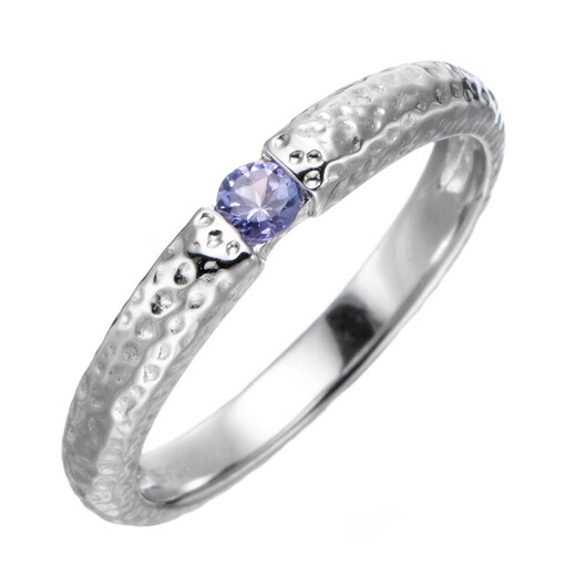 Jun Kiss Stone Pattern Ring Pure Silver Tanzanite Couple Ring Closed Crystal Sapphire Niche Original Design No. 10