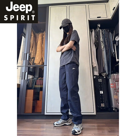 JEEP SPIRIT Navy Velvet Jacket Men's Autumn and Winter Windproof and Waterproof Paratrooper Work Pants Outdoor Hiking and Mountaineering Pants Navy Blue 2XL (Suitable for 150-165 Jin Jin equals 0.5 kg)