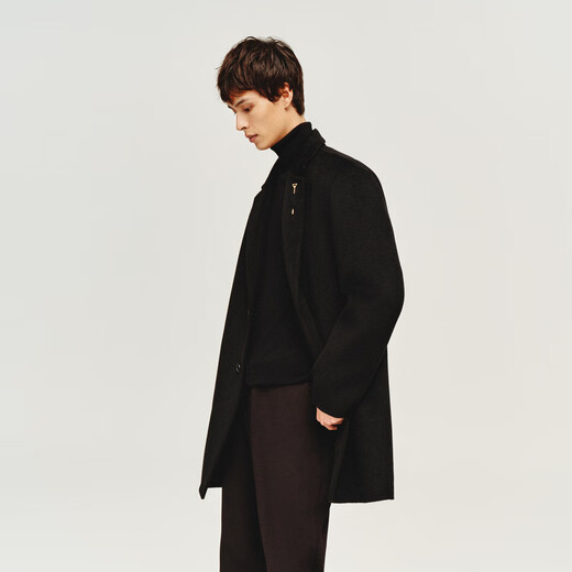 PEACEBIRD Men's Master Series Winter Woolen Coat Jacket B1AAD4Y03 Black 1 (fit) 2XL