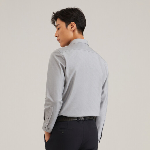 YOUNGOR рубашка с длинными рукавами мужская осенне-зимняя мужская терморубашка из смесовой ткани с термоподкладкой теплая и удобная серая VLBN119759DBA 41