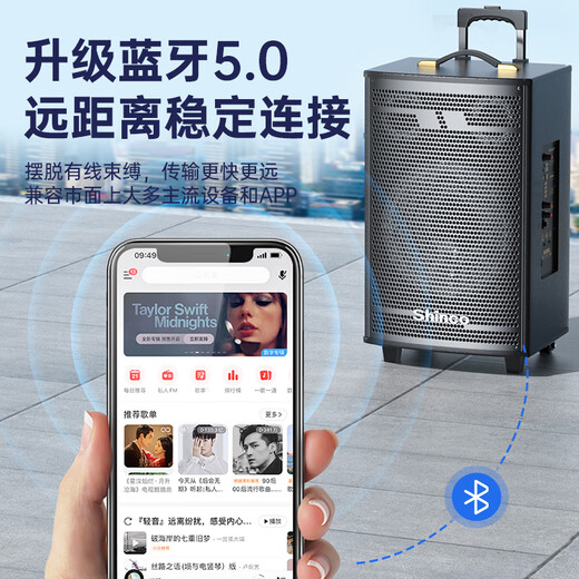 Shinco square dance audio outdoor trolley speaker high-power home karaoke Bluetooth mobile high-volume amplification wireless microphone stall subwoofer 8 inches