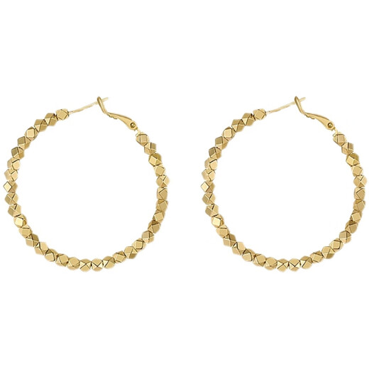 Fat Donglai's same style 18k gold large hoop earrings 2024 new k gold plain hoop women's hoop color gold gold design diameter 4cm
