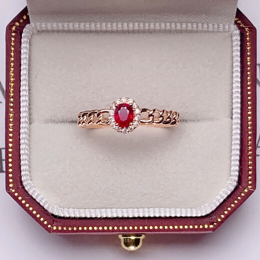 Eba Pigeon Blood Red 0.4ct Ruby Ring Colorful 18K Gold Diamond Ring for Girlfriend Birthday Gift Size Message (Spot Size 9 to 20)