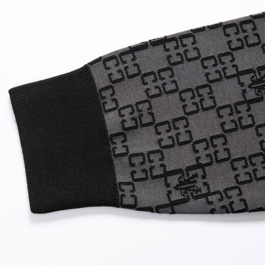 VJC autumn and winter men's new plaid wool long-sleeved sweater D24DC2731 black flower regular M 48