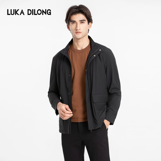 Luca Dillon Casual and Versatile Autumn and Winter New Outdoor Stand Collar Lightweight Men's Jacket Black L 50