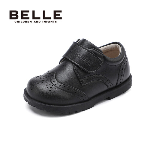 Belle Children's Shoes Toddler Leather Shoes Spring and Summer Boys Black Student Shoes 2-4 Years Old Baby Soft Soled Shoes Children's Performance Shoes Black 15 Reference Foot Length 145mm