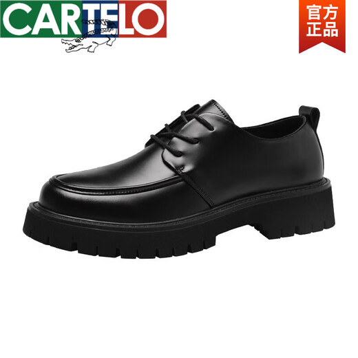 Cartelo Lederschuhe Herren Herbst Leder Business Britisch -Männer -Gelegenheits -Trend vielseitigem Kopf Derby Dicke Sohle Klimaschuhe Schwarz 6626 Vier Seasons 40 Standard Lederschuhgröße