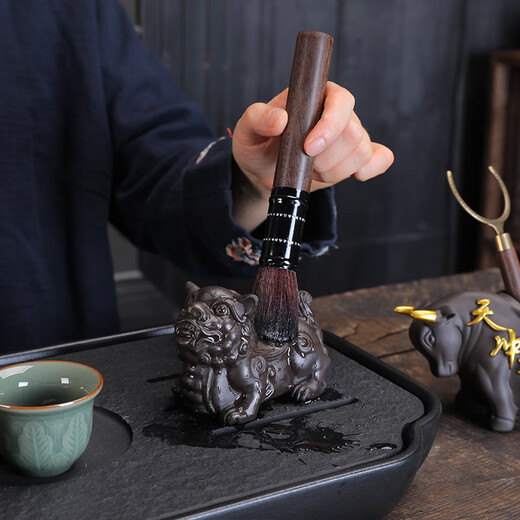 Yunhua Tea Ceremony Six Gentlemen Set Black Sandalwood Tea Needle Tea Spoon Tea Clip Kung Fu Tea Set Accessories 6-piece Set of Tea Making Tools Six Gentlemen of the Soaring Tea Ceremony + Pixiu Tea Pet