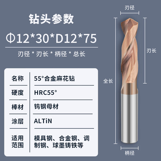 Beforte Alloy Drill Bit Coated Hardened Solid Alloy Drill Tungsten Steel Directly Quenched Steel Drill 14