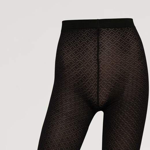 Wolford Pattern50D Geometric Jacquard Jumpsuit Black Stockings Base Socks 14988 7005 Black XS