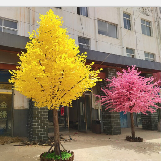 Hua e flow large simulated ginkgo tree simulated tree wedding restaurant hotel interior decoration golden wishing tree props tree fake tree (extended shape) 2.5 meters high and extended by 2 meters