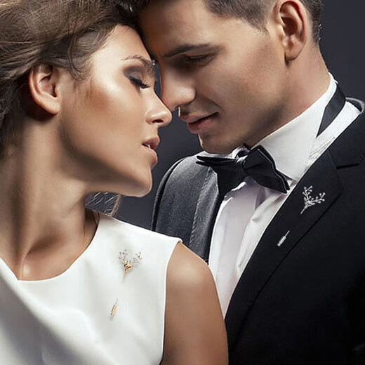 Farcoko brand brooch for men, high-end and elegant suit corsage, one-word brooch, fashion jewelry, birthday gift for boyfriend, golden white diamond