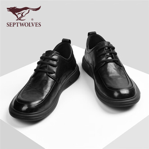 Septwolves men's shoes casual leather shoes soft surface wear-resistant cowhide formal shoes business shoes W8343030604 black 42