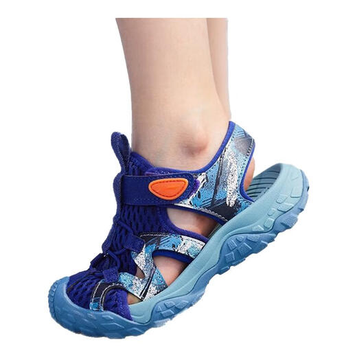 Li Ning Children's Sandals Boys Summer New Style Big Children and Teenagers Baotou Beach Shoes Sports Shoes Boys Shoes Navy Blue/Fluorescent Orange 37 Inner Length Approximately 24.2cm Suitable for Feet Length 23.2cm