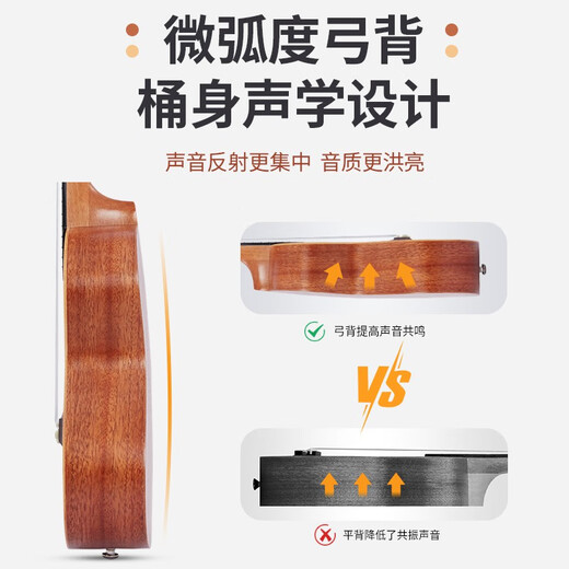 莫森（MOSEN）尤克里里女生初学者入门级小吉他23寸单板学生乌克丽丽MUC800 【单板】23寸云杉木M3NC(配件包+